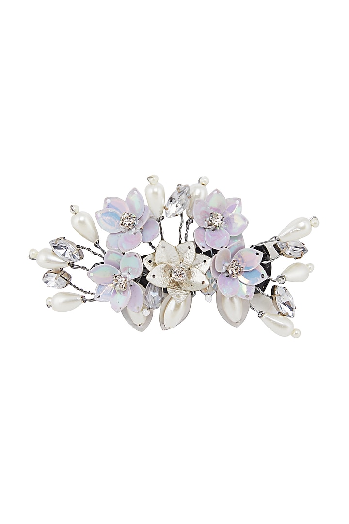 Silver Floral Embellished Tic Tac Clips by Studio Accessories